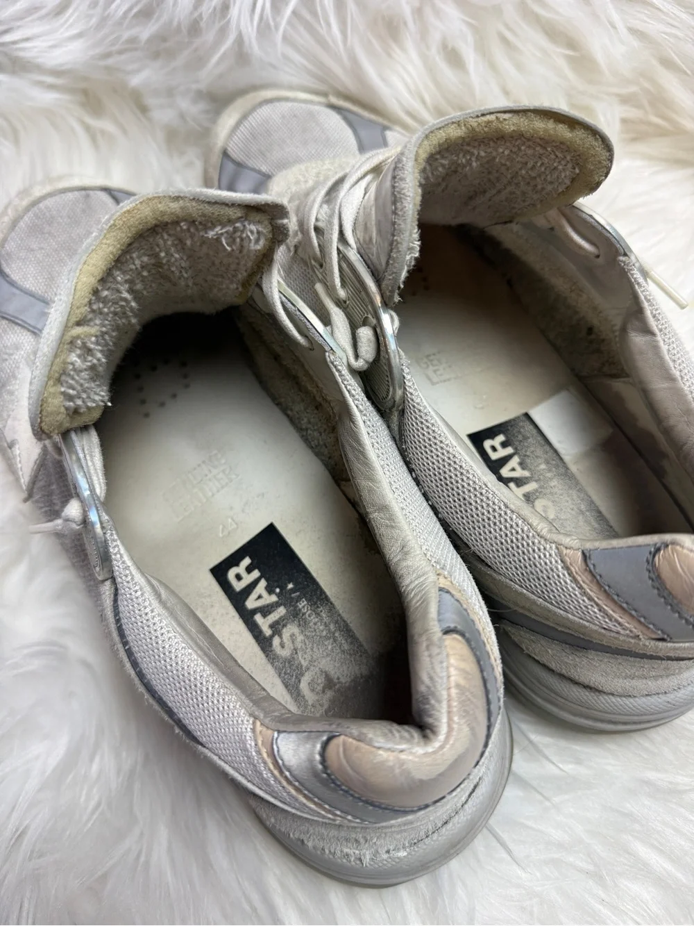 Golden Goose DAD•STAR Off-White and Light Gray Dad Sneakers